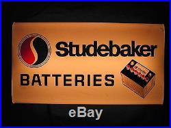 VINTAGE STUDEBAKER BATTERIES ILLUMINATED 1950's / 1960's SIGN BY NEON PRODUCTS