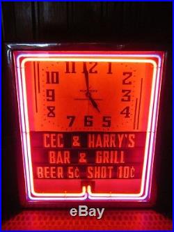 VTG 1930s ANTIQUE Neon Ray Signs BAR DINER MENU BOARD ADVERTISING HAMMOND CLOCK