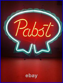 (VTG) 1980s Pabst beer neon light up bar sign game room man cave PBR wi