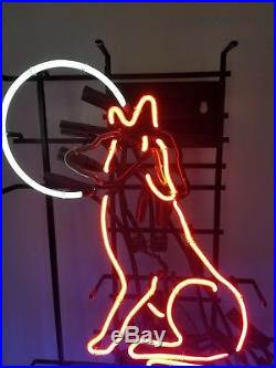 (VTG) 1995 Miller lite beer Wolf howling at moon flashing motion neon light sign
