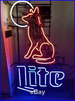 VTG 1995 miller lite beer coyote howlin motion flashing neon light up sign rare