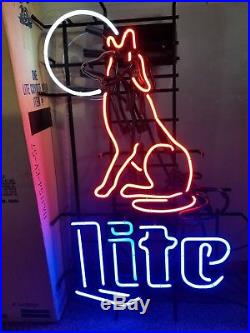 VTG 1995 miller lite beer coyote howlin motion flashing neon light up sign rare