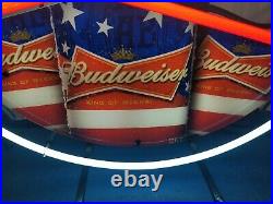 (VTG) 2013 Budweiser beer red white & blue America flag neon light up sign rare