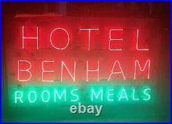 VTG Antique 1940s Hotel Benham Neon Hanging Sign Penn Yan NY New York Restored