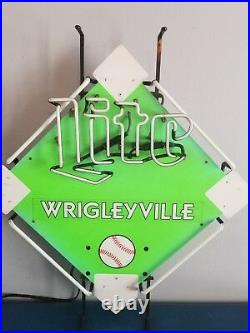 (VTG) Chicago Cubs baseball diamond wrigley Miller lite beer neon light up sign