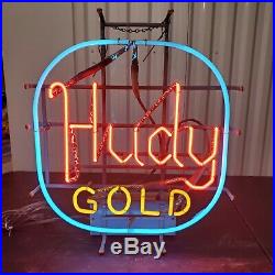 VTG Hudepohl Hudy Gold Neon Sign Cincinnati Bar Light Working 87 80's Everbrite