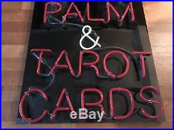 VTG Large Palm Tarot Cards Reading Neon Sign Psychic Oddities Circus Magic Gypsy