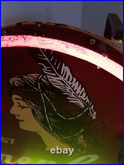 (VTG) Leinenkugels beer indian princess tin Neon light up sign rare