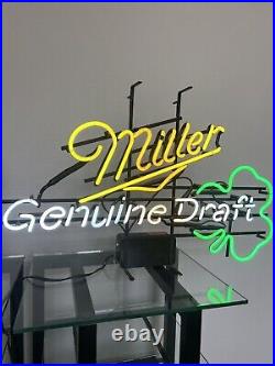 VTG Miller Genuine Draft Beer Neon Sign Shamrock 22 X 16.5 EXCELLENT