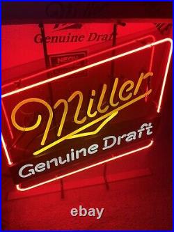VTG Miller Genuine Draft Neon Bar Sign Everbright Sign 22.75 X 18.25 Org Box