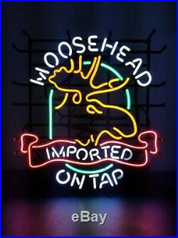 (VTG) Moosehead Beer Neon light up sign 4 colored northwoods bar man cave rare