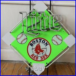 VTG NOS Boston Red Sox baseball diamond Miller lite beer neon Sign