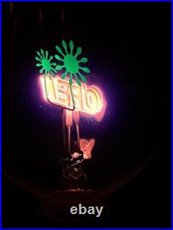 VTG Neon OPEN Sign TESLA Light Bulb w Green Glowing Fireworks July 4th America