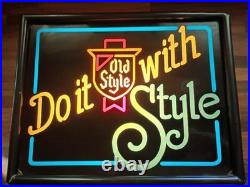 VTG Old Style Neo Neon Sign Do It With Style 80's Faux Neon 14.75 x11.5