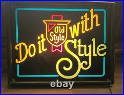 VTG Old Style Neo Neon Sign Do It With Style 80's Faux Neon 14.75 x11.5