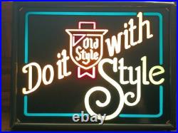 VTG Old Style Neo Neon Sign Do It With Style 80's Faux Neon 14.75 x11.5