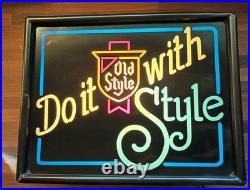 VTG Old Style Neo Neon Sign Do It With Style 80's Faux Neon 14.75 x11.5