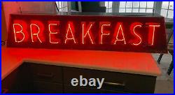 VTG Original Breakfast Neon Diner Restaurant Sign Restored Rebuilt Galvanneal