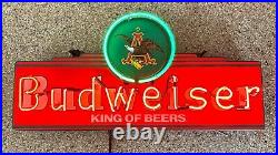 (VTG) Rare Vintage Budweiser Beer Neon Light Up Sign Eagle 30 Bar Decor