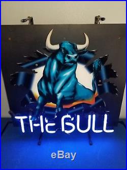 (VTG) Schlitz beer neon light up sign the bull figure man cave game room bar