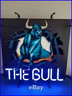 (VTG) Schlitz beer neon light up sign the bull figure man cave game room bar