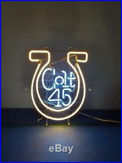 (VTG) colt 45 beer horseshoe neon light up sign game room brewery authentic mint