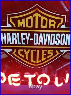 (VTG) harley Davidson motorcycle bike neon light up sign Milwaukee wi Authentic