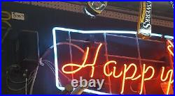 Very Large 6 Foot Wide Vintage Neon Happy Hour Wall Sign