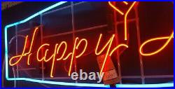 Very Large 6 Foot Wide Vintage Neon Happy Hour Wall Sign