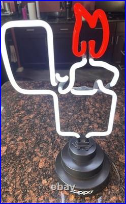 Very Rare Vintage NEW Zippo Lighter Sculpture Neon Sign Official Display Light
