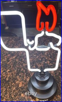 Very Rare Vintage NEW Zippo Lighter Sculpture Neon Sign Official Display Light