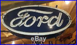 Very large vintage 1950s ford dealership neon double sided sign works good rare