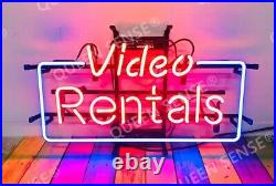 Video Rentals Disc Vintage 20x16 Neon Light Sign Lamp Bar Wall Decor Artwork