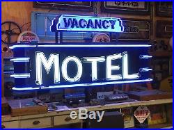 VinTagE Original MOTEL 2 Sided Pole Sign w Base NEON Hotel Gas Oil LADORA IOWA