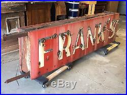 VinTagE Original NEON FRANK'S Double Sided PORCELAIN Sign OLD Adveryising Store