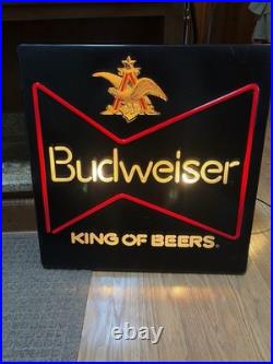 Vintage1985 Budweiser King of Beer Blue Lighted Sign WORKS Faux Neon ManCave Bar