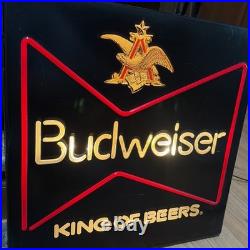 Vintage1985 Budweiser King of Beer Blue Lighted Sign WORKS Faux Neon ManCave Bar