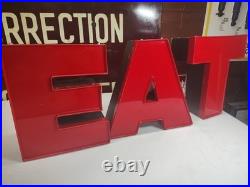 Vintage 12 Neon Sign Light Up Metal Red Letters EAT Diner Cafe Restaurant