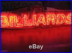 Vintage 1920's BILLIARDS Neon Sign Collectible Antique / Rustic Original