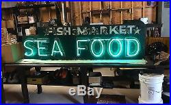Vintage 1940's Antique Sea Food Market Sign Neon 7 feet
