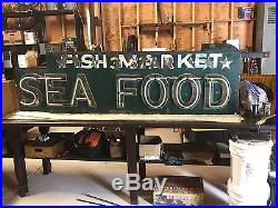 Vintage 1940's Antique Sea Food Market Sign Neon 7 feet