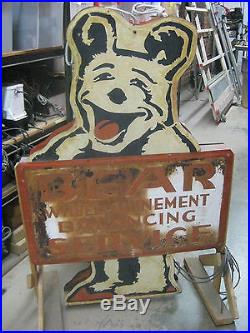 Vintage 1940's BEAR ALIGNMENT / BEAR MANUFACTURING Metal Sign / Double Sided