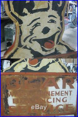 Vintage 1940's BEAR ALIGNMENT / BEAR MANUFACTURING Metal Sign / Double Sided