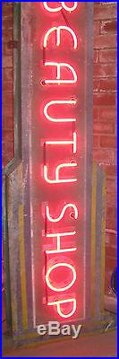 Vintage 1940's BEAUTY SHOP Antique Double Sided Neon Sign / All Original