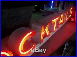 Vintage 1940's COCKTAILS Antique Neon / Restaurant BAR Sign Channel Lettering