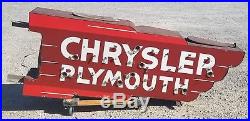 Vintage 1940's Chrysler Plymouth Dealership Neon Dsp Porcelain Advertising Sign