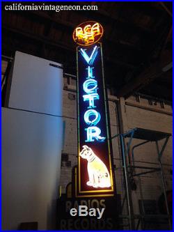 Vintage 1940's RCA VICTOR Double-sided PORCELAIN Neon sign SUPER RARE / nipper