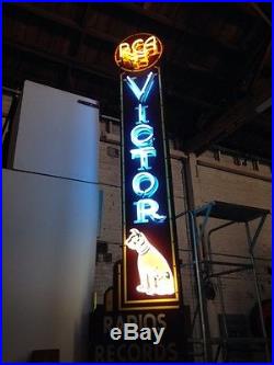 Vintage 1940's RCA VICTOR Double-sided PORCELAIN Neon sign SUPER RARE / nipper