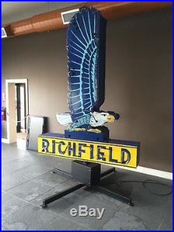 Vintage 1940's Richfield Neon Gas Sign Double Sided, 10 Foot, Motorized