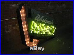 Vintage 1940's WHELMANS PHARMACY-LUNCHEONETTE Neon Sign Antique Animated Bulbs